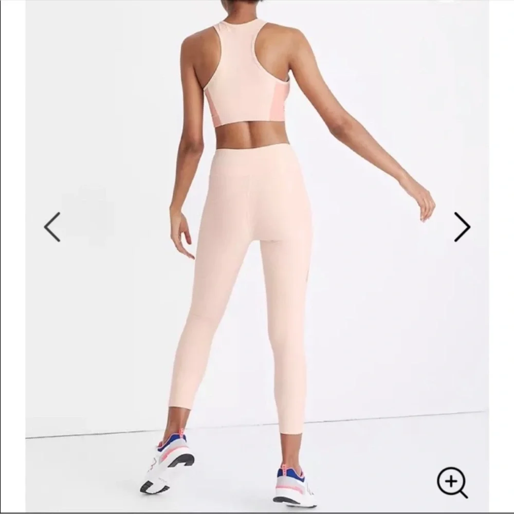 OUTDOOR VOICES pink colorblock 3/4 warm up leggings